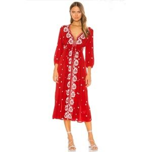 EUC Free People Fable Dress Rock n Roll Red XL
